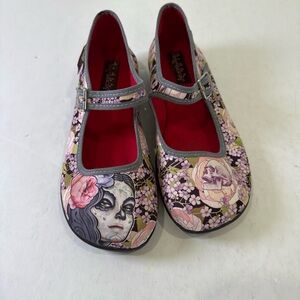 Hot Chocolate Chocolaticas Mary Jane Flor La Muerte Day of Dead Flats US Size 6